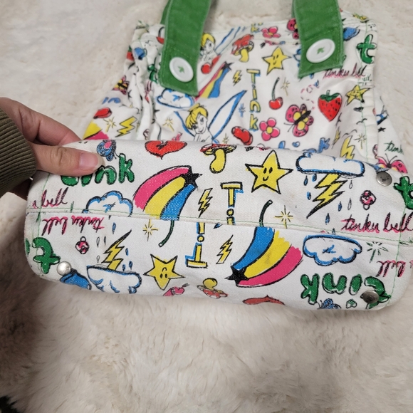Vintage Walt Disney World TinkerBell Canvas Bag Tink Small Tote Bag Doodle - Picture 3 of 7